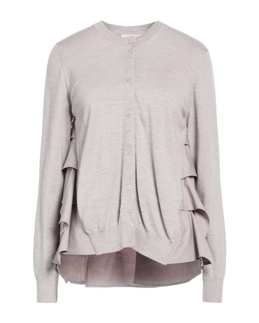 MEIMEIJ Gray Cardigan Virgin Wool, Polyester, Viscose, Elastane, Polyamide