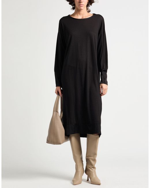 Crossley Black Dark Midi Dress Virgin Wool, Silk, Elastane