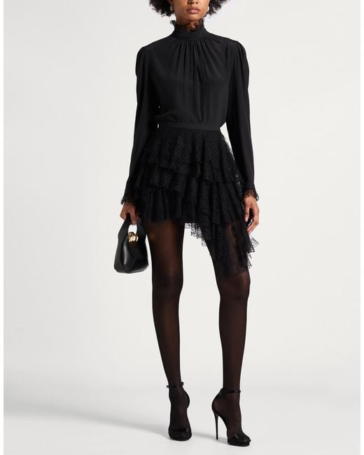 McQueen Black Mini Skirt Polyamide, Cotton
