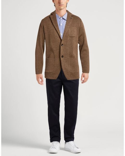 Officina 36 Brown Camel Blazer Acrylic, Wool for men