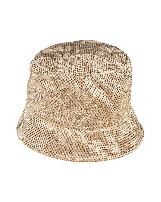 Prada Natural Verzierter Hut aus Satin
