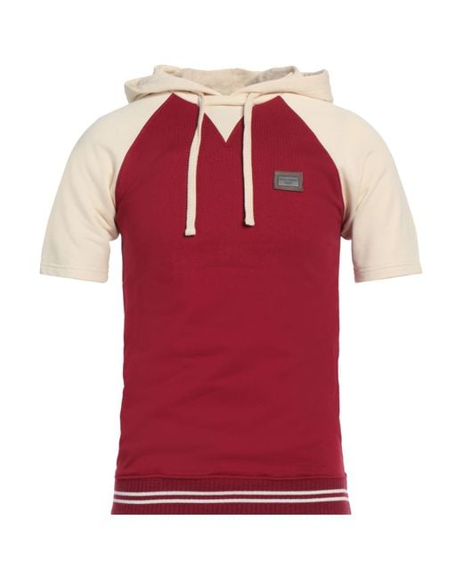 Dolce & Gabbana Red Sweatshirt Cotton, Calfskin, Zamak for men