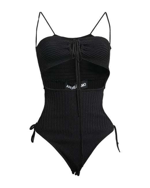 ANDREADAMO Black Bodysuit Viscose, Polyester, Polyamide, Elastane