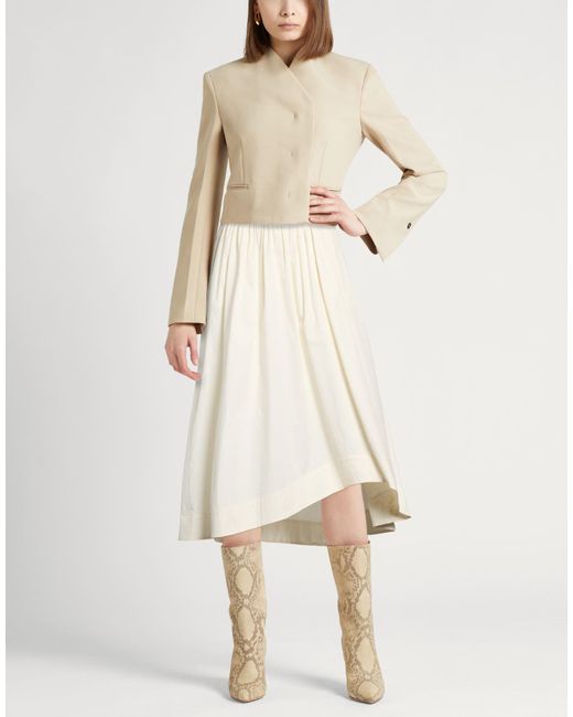 Peserico White Midi Skirt Cotton, Elastane