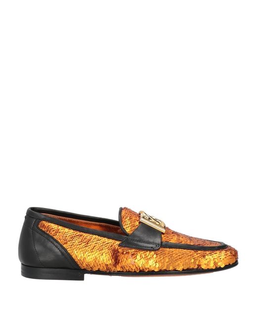 Dolce & Gabbana Orange Loafers Polyethylene, Polyester, Calfskin for men