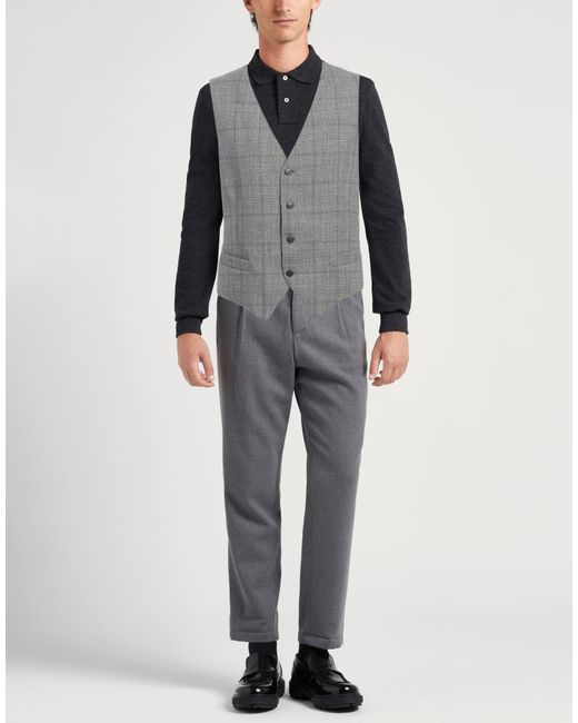 Luigi Bianchi Gray Tailored Vest Virgin Wool, Silk, Linen for men