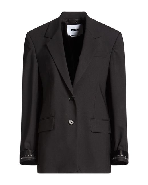 MSGM Black Blazer Virgin Wool, Elastane