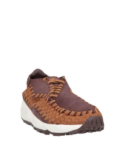 Nike Brown Sneakers Leather, Textile Fibers for men