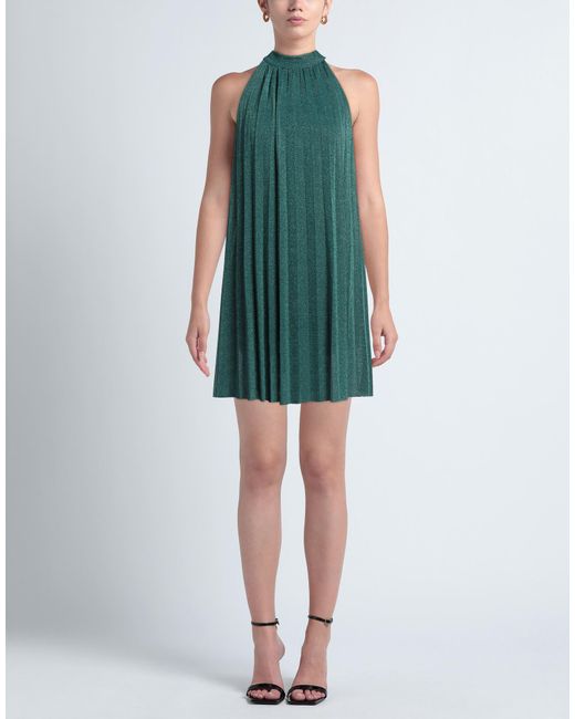 VANESSA SCOTT Green Deep Mini Dress Viscose, Metallic Polyester, Polyamide, Elastane
