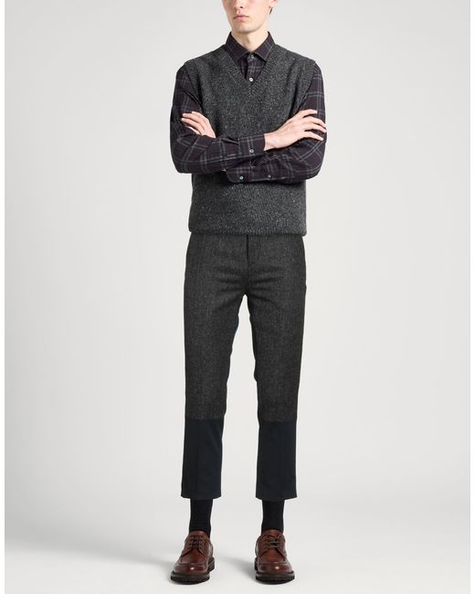 Brian Dales Gray Pants Cotton, Elastane for men