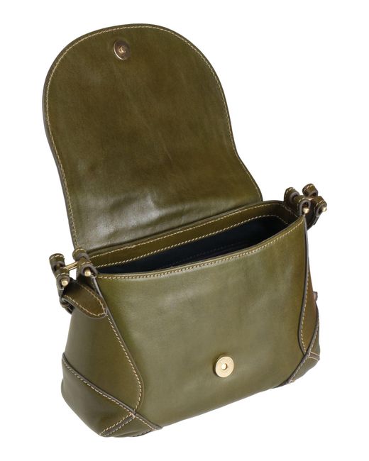 The Bridge Green Military Cross-Body Bag Leather