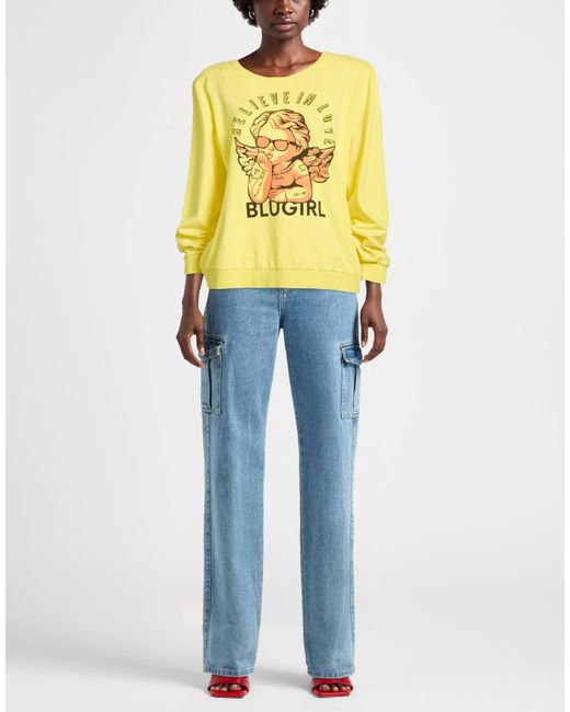 Blugirl Blumarine Yellow Sweatshirt Cotton, Elastane
