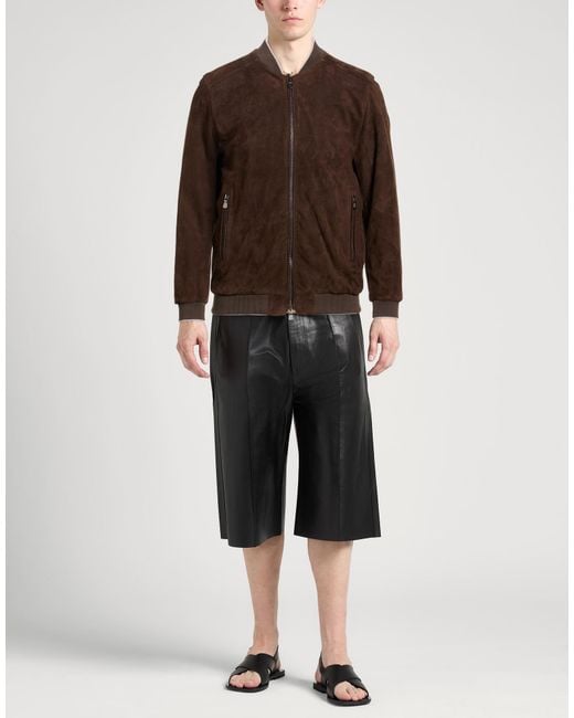 Fedeli Brown Dark Jacket Lambskin, Cotton for men