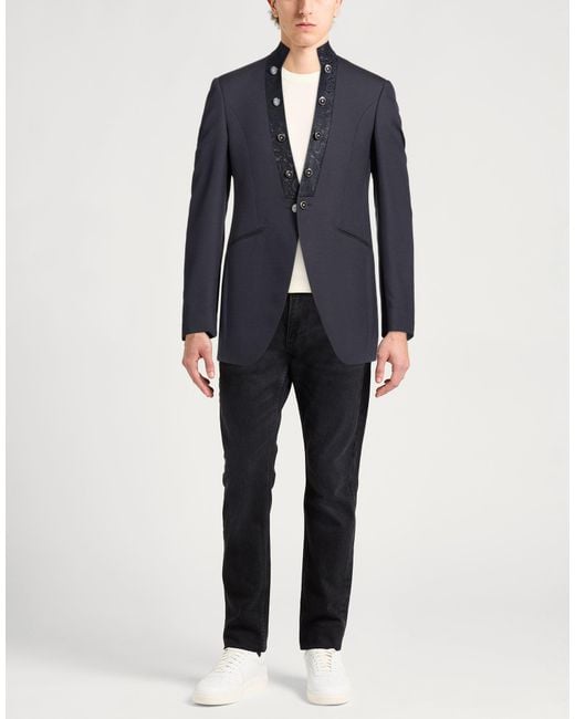 Luigi Bianchi Blue Blazer Virgin Wool, Polyester, Elastane for men