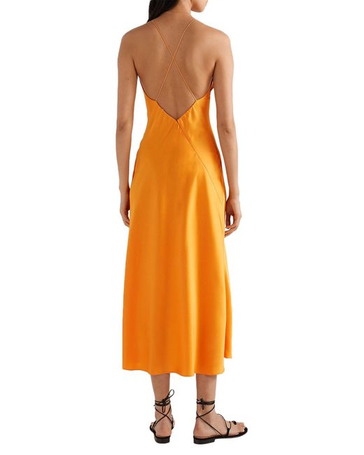 Rosetta Getty Orange Midi Dress Acetate, Viscose, Silk