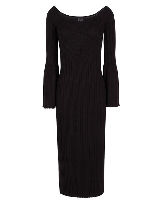 8 by YOOX Black Midi Dress