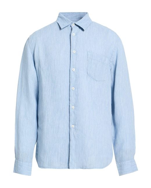 120% Lino Men's Blue Shirt Linen