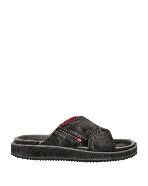 DIESEL Black Charcoal Sandals Textile Fibers