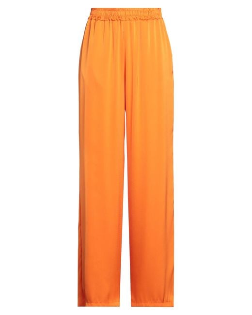 White Wise Orange Pants Polyester, Elastane