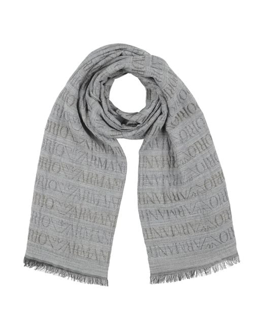 Emporio Armani Gray Scarf Acrylic, Modal, Wool, Viscose, Synthetic Fibers
