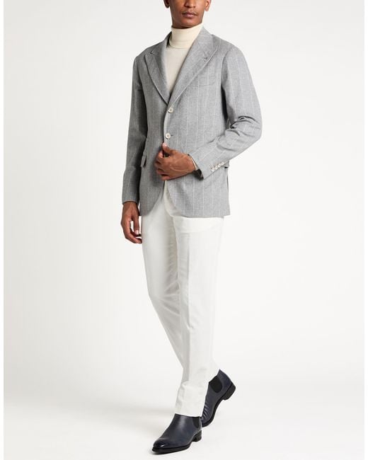 Brunello Cucinelli Gray Blazer Wool, Cashmere for men