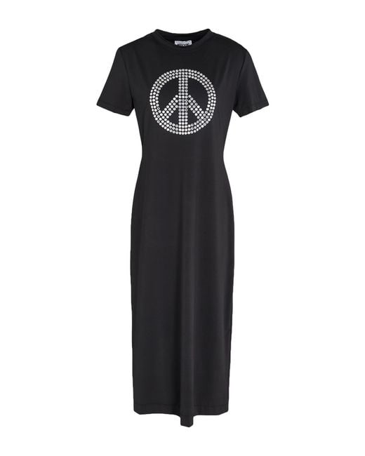 Moschino Black Midi Dress Polyester, Elastane