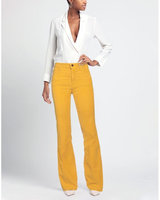 Jacob Cohen Yellow Pants Cotton, Lyocell, Elastane, Polyester