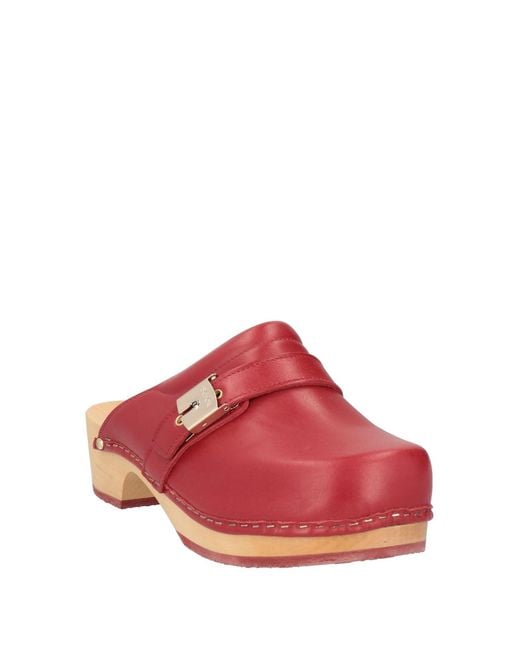 Scholl Red Mules & Clogs Leather