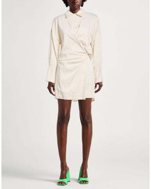 ViCOLO White Mini Dress Viscose, Polyamide, Linen, Polyester