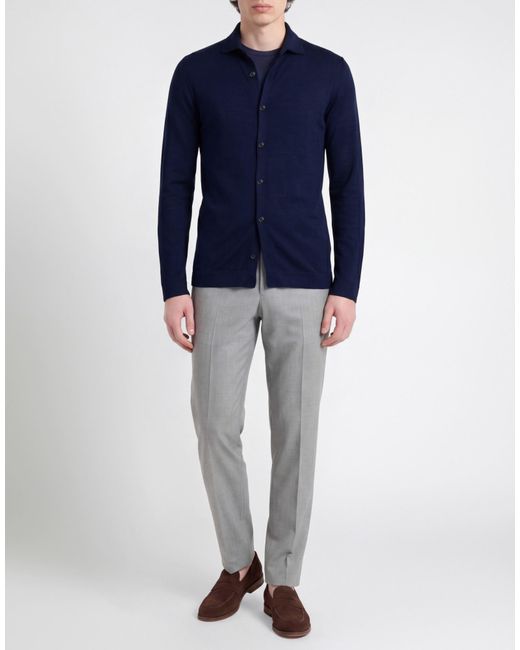 Gran Sasso Blue Shirt Virgin Wool, Silk for men