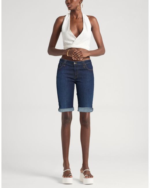 Woolrich Blue Denim Shorts Cotton, Polyester, Elastane