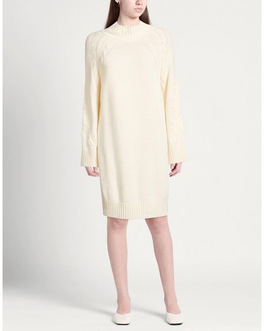 ERMANNO FIRENZE White Mini Dress Acrylic, Wool, Alpaca Wool, Polyester