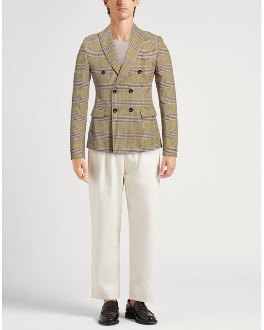 Daniele Alessandrini Green Blazer Polyester, Linen for men