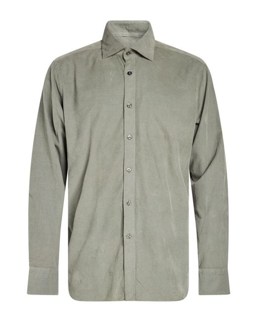 Tintoria Mattei 954 Green Khaki Shirt Cotton, Elastane for men