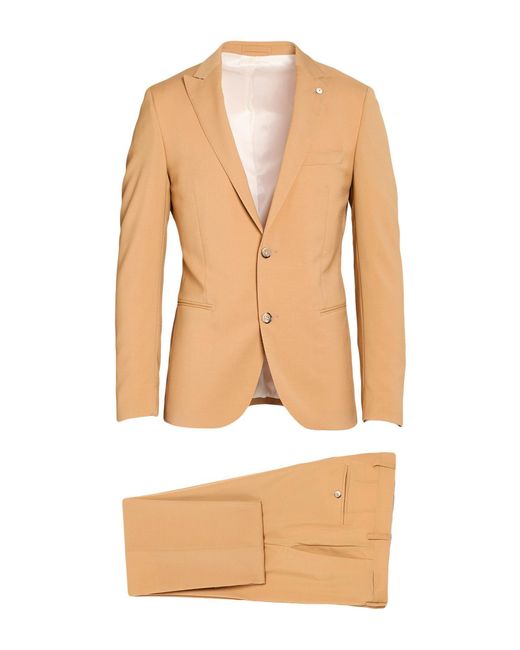 L.b.m. 1911 Natural Camel Suit Virgin Wool for men