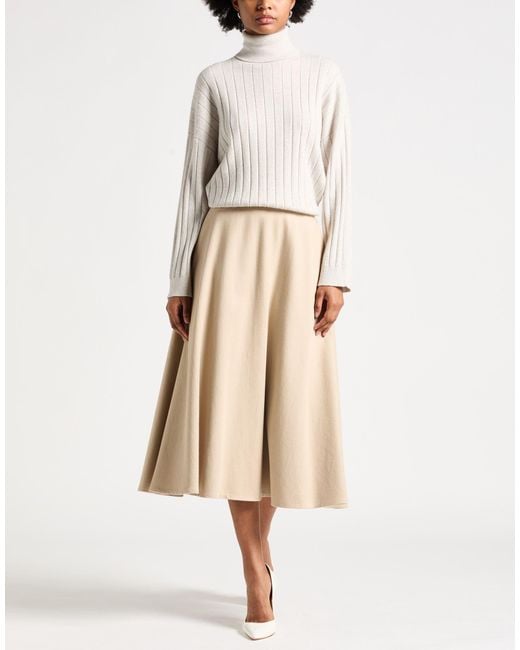 Brunello Cucinelli Natural Midi Skirt Cotton, Wool