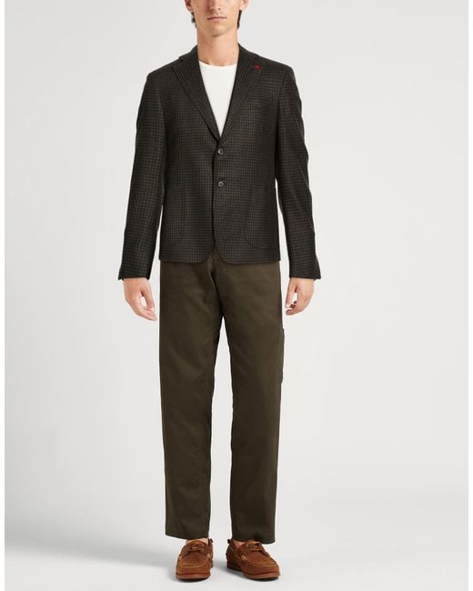 Isaia Black Military Blazer Wool, Cashmere for men