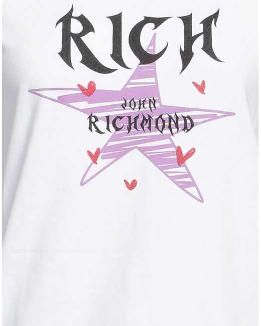 John Richmond White T-Shirt Cotton, Elastane