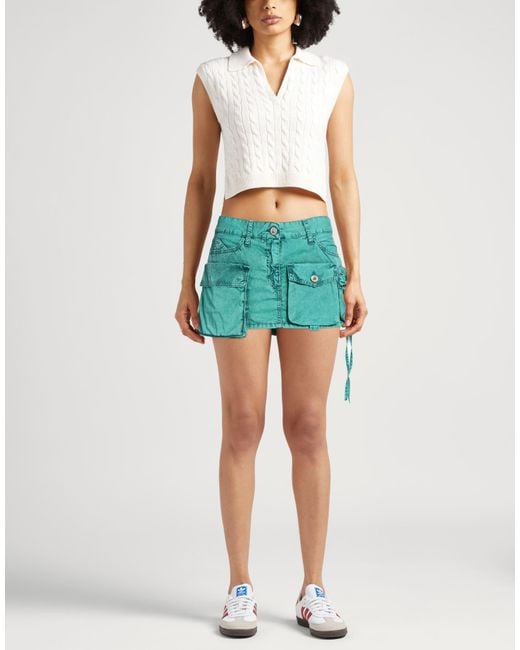 The Attico Green Denim Skirt Cotton