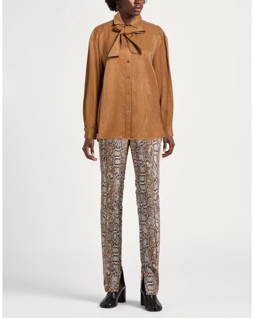 Kaos Brown Shirt Viscose, Linen