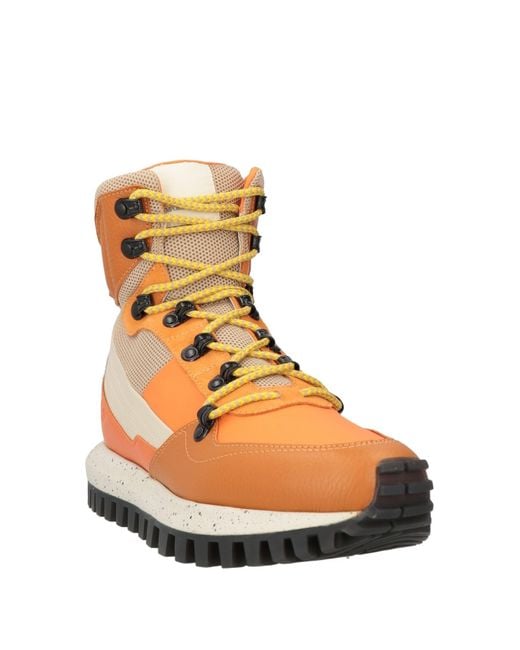 Emporio Armani Orange Ankle Boots Cow Leather, Textile Fibers for men