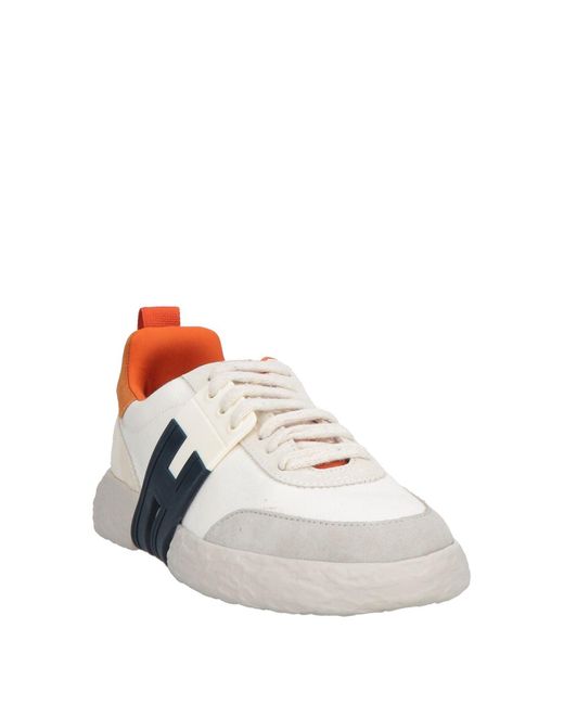Hogan White Leather-Canvas Low-Top Sneakers