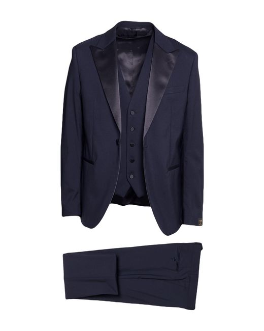 Manuel Ritz Blue Suit Wool, Elastane for men