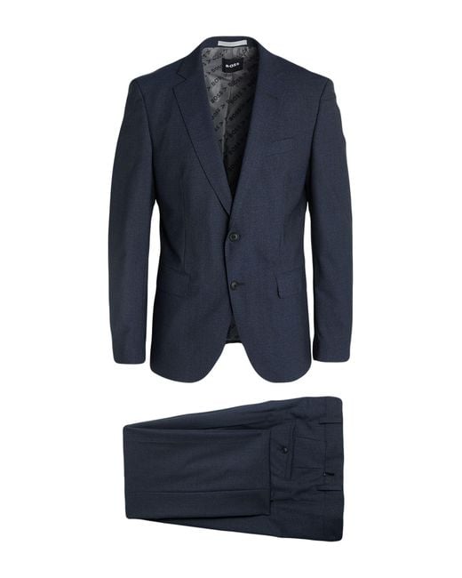 Boss Blue Midnight Suit Virgin Wool, Polyamide, Elastane for men