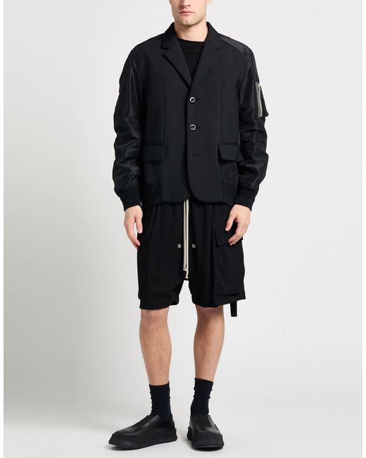 Sacai Black Jacket Polyester, Wool for men