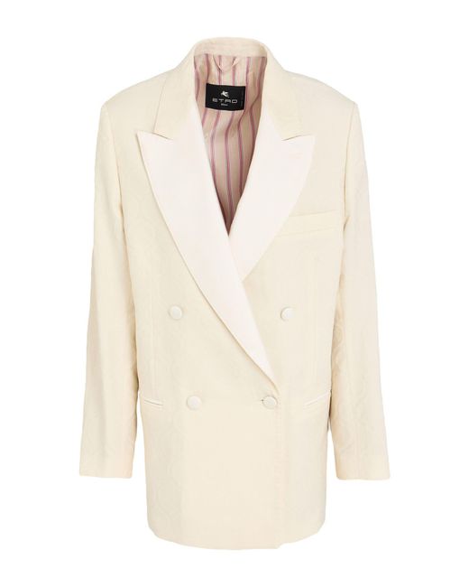 Etro White Ivory Blazer Cotton, Wool