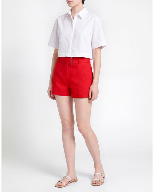 MSGM Red Shorts & Bermuda Shorts Viscose, Polyester, Elastane