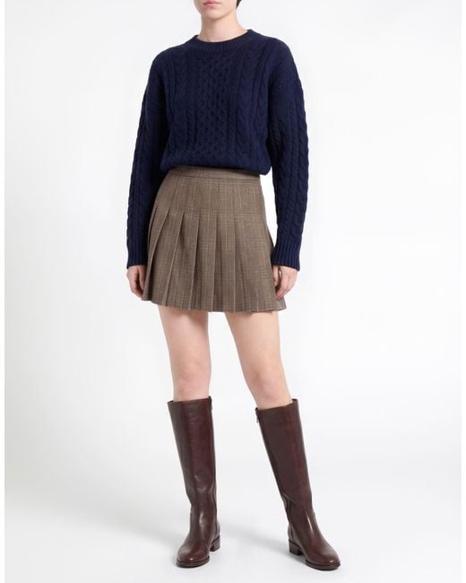Moschino Brown Mini Skirt Polyester, Wool, Elastane