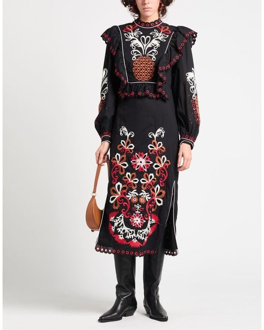 Farm Rio Black Midi-Kleid