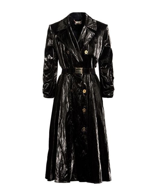 Elisabetta Franchi Black Overcoats & Trench Coats